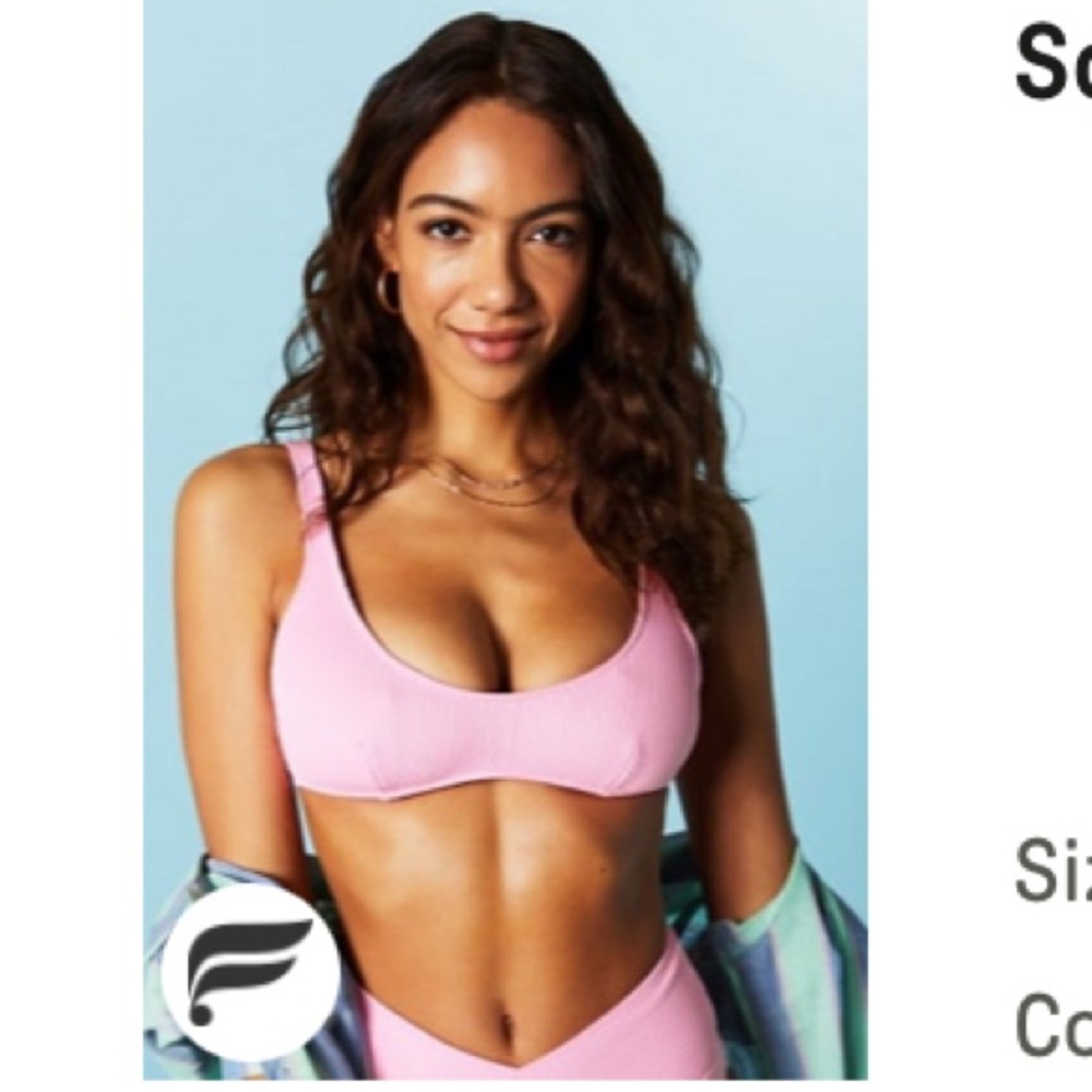 Fabletics Pink Ribbed Bikini Top - XS
